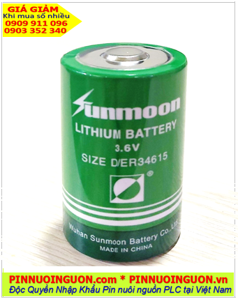 Pin ER34615 _Pin Sunmoon ER34615; Pin nuôi nguồn Sunmoon ER34615 lithium 3.6v 19000mAh (34mmx61.5mm) chính hãng